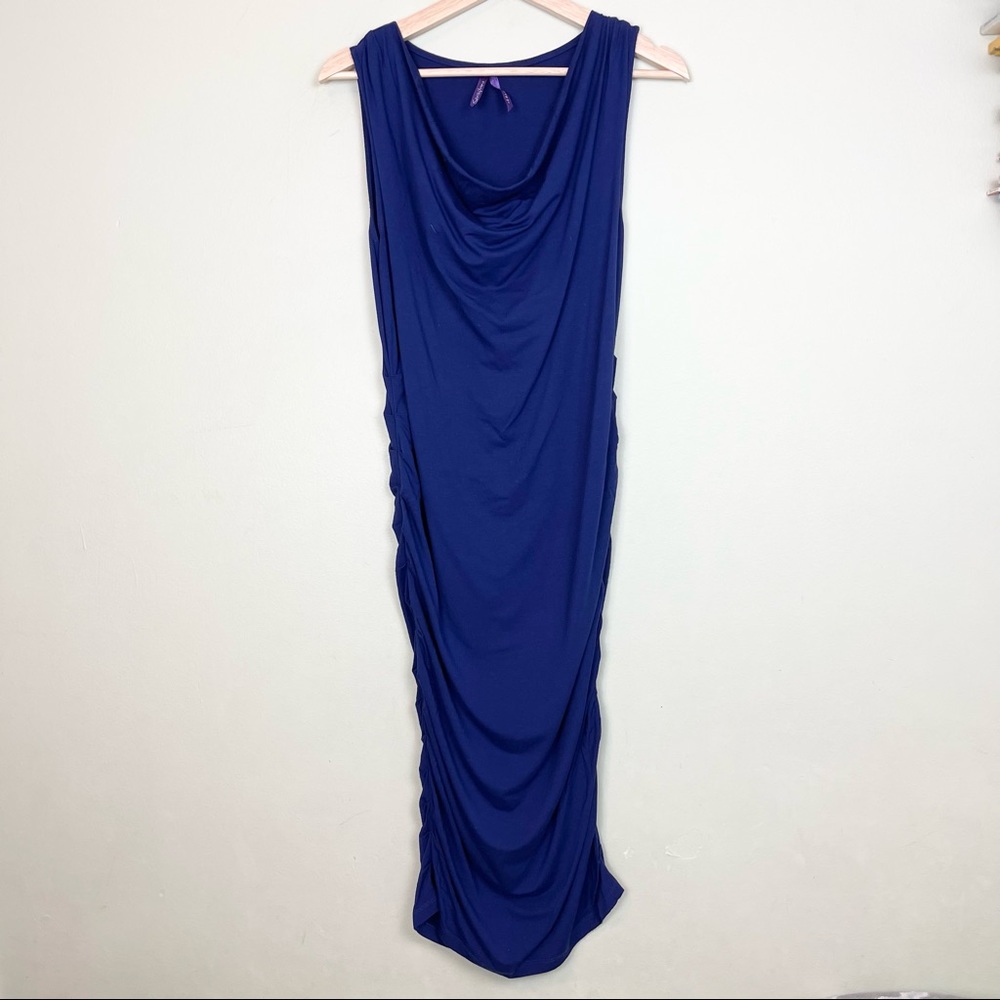 Seraphine Cowl Neck Royal Blue Midi Dress